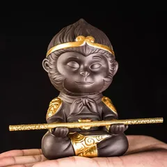 Tượng Khỉ Mỹ Hầu Vương Gốm Sứ Tử Sa Cao Cấp - Vật Phẩm Phong Thủy Trang Trí Nhà Cửa và Văn Phòng Size L 12.5cm