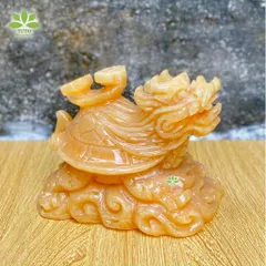 Tượng Long Quy 15cm Cưỡi Mây Ngọc Pakistan - Vật Phẩm Phong Thủy Trấn Trạch, Mang Lại May Mắn và Phúc Lộc