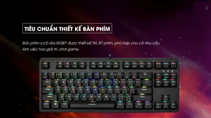 Bàn phím cơ E-DRA EK387 RGB TKL - Switch Outemu, LED RGB Tùy Chỉnh, Thiết Kế Gọn Nhẹ, Phụ Kiện Máy Tính Chất Lượng Cao