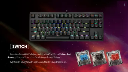 Bàn phím cơ E-DRA EK387 RGB TKL - Switch Outemu, LED RGB Tùy Chỉnh, Thiết Kế Gọn Nhẹ, Phụ Kiện Máy Tính Chất Lượng Cao