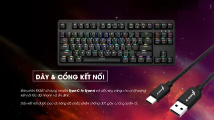 Bàn phím cơ E-DRA EK387 RGB TKL - Switch Outemu, LED RGB Tùy Chỉnh, Thiết Kế Gọn Nhẹ, Phụ Kiện Máy Tính Chất Lượng Cao