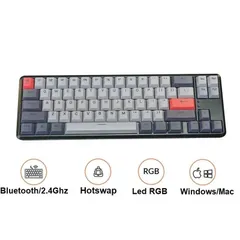 Bàn Phím Cơ Gaming E-Dra EK368W V2 - Kết Nối Bluetooth 5.0, USB và 2.4Ghz, Keycap PBT Dyesub Siêu Bền, Thiết Kế 68 Phím Tương Thích Windows và MacOS