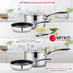 Bộ Nồi Quánh và Chảo Inox 5 Đáy Elmich Baby EL3795 - Kích Thước 16cm, Chống Dính, Thích Hợp Nấu Ăn Nhỏ Cho Bé, Tiện Dụng Hàng Ngày