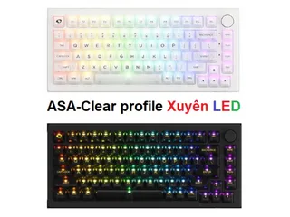 Bộ Nút Phím Cơ Trong Suốt Xuyên LED Akko Keycap Set ASA Clear - Keycap Bền Đẹp, Chống Xước, 155 Nút Cho Trải Nghiệm RGB Tuyệt Hảo