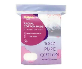 Bông Tẩy Trang Yusachi Suzuran Nhật Bản - 100% Cotton Tự Nhiên Mềm Mịn, Không Kích Ứng - Túi 200 Miếng Tiện Lợi