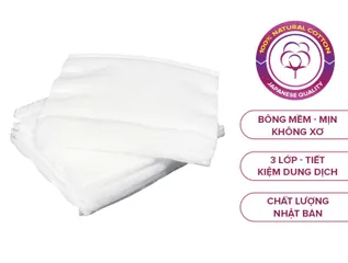 Bông Tẩy Trang Yusachi Suzuran Nhật Bản - 100% Cotton Tự Nhiên Mềm Mịn, Không Kích Ứng - Túi 200 Miếng Tiện Lợi