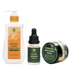 Combo dưỡng da Wonmom - Serum mụn, Kem cấp ẩm và Kem sữa nghệ toàn thân cho mẹ bầu, hỗ trợ làm sáng da và ngăn ngừa mụn hiệu quả