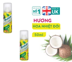 Dầu Gội Khô Batiste Coconut & Exotic Tropical 50ml - Hương Dừa Nhiệt Đới, Tóc Sạch Bồng Bềnh, Khô Nhanh, Tiện Dụng Khi Đi Ra Ngoài