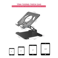 Giá Đỡ Để Bàn Tamayoko T003 Cho Máy Tính Bảng & iPad - Hợp Kim Nhôm Cao Cấp, Chịu Lực, Thiết Kế Gấp Gọn, Dễ Dàng Di Chuyển