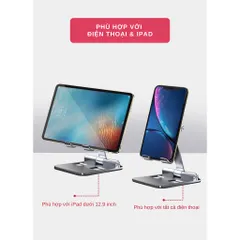 Giá Đỡ Máy Tính Bảng Tamayoko T002 - Giá Đỡ Điện Thoại Uốn Dẻo Bằng Hợp Kim Nhôm, Khe Cắm Sạc Tiện Lợi, Tương Thích Với iPad và Smartphone