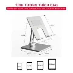 Giá Đỡ Điện Thoại, Máy Tính Bảng Để Bàn Tamayoko T01 - Hợp Kim Nhôm Cao Cấp, Chắc Chắn, Điều Chỉnh Góc Nghiêng, Màu Bạc/Đen