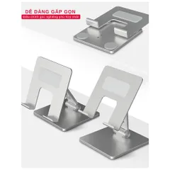 Giá Đỡ Điện Thoại, Máy Tính Bảng Để Bàn Tamayoko T01 - Hợp Kim Nhôm Cao Cấp, Chắc Chắn, Điều Chỉnh Góc Nghiêng, Màu Bạc/Đen
