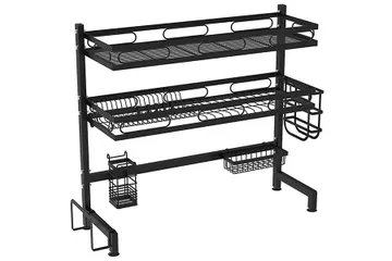 Kệ Úp Bát Đĩa 2 Tầng Kalpen Sơn Đen - Đồ Gia Dụng Chắc Chắn, Chống Rỉ Sét, Chịu Lực Tối Đa 80kg, Thích Hợp Nhà Bếp
