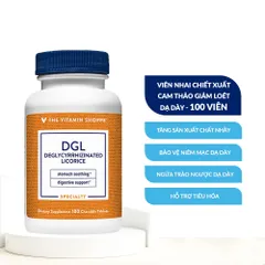 Viên Nhai Hỗ Trợ Giảm Loét Dạ Dày The Vitamin Shoppe DGL - Chiết Xuất Cam Thảo Tăng Cường Bảo Vệ Niêm Mạc Dạ Dày 100 Viên