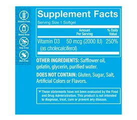 Viên Uống Vitamin D3 The Vitamin Shoppe - Hỗ Trợ Tăng Cường Hấp Thu Canxi, Giúp Xương Khỏe Mạnh, Tăng Cường Sức Đề Kháng