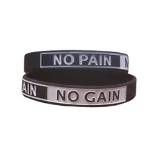 Vòng Đeo Tay Thể Thao Cao Su No Pain No Gain - Phụ Kiện Tập Gym Unisex Đen Trắng, Chất Liệu Bền Bỉ