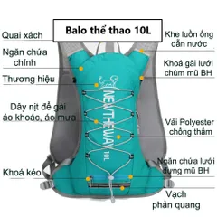 Balo Chạy Bộ/ Leo Núi/ Đạp Xe NEW THE WAY 10L - Balo Thể Thao Đa Năng, Dung Tích Lớn, Chất Liệu Bền, Gọn Nhẹ, Tiện Lợi