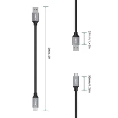 Cáp Sạc Nhanh AUKEY CB-CD3 USB 3.0 Sang USB-C 5Gbps - Dây Nylon 2m Chống Đứt, Chuyên Dùng Cho Điện Thoại và Máy Tính Bảng
