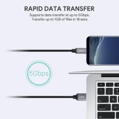 Cáp Sạc Nhanh AUKEY CB-CD3 USB 3.0 Sang USB-C 5Gbps - Dây Nylon 2m Chống Đứt, Chuyên Dùng Cho Điện Thoại và Máy Tính Bảng