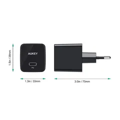 Củ Sạc Nhanh Aukey PA-Y20S Power Delivery 20W - Thiết Kế Nhỏ Gọn, Hiệu Suất Cao, Tương Thích Tất Cả Thiết Bị USB-C