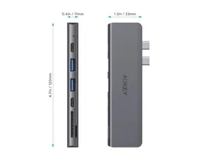 Hub 7in1 Aukey CB-C76 - Chuyển Đổi Type C sang HDMI USB 3.0 100W, Tốc Độ Truyền Dữ Liệu 5Gbps, Hỗ Trợ 4K 30Hz, Thiết Bị Đa Năng Cho Laptop