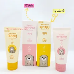 Kem đánh răng MyBEE Hàn Quốc cho bé 0-2 tuổi, tự nhiên an toàn, hương chuối dâu thơm, hỗ trợ làm sạch răng miệng, có thể nuốt được.