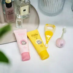 Kem đánh răng MyBEE Hàn Quốc cho bé 0-2 tuổi, tự nhiên an toàn, hương chuối dâu thơm, hỗ trợ làm sạch răng miệng, có thể nuốt được.