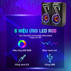 Loa Máy Tính Để Bàn VS-112 – Âm Thanh Bass Mạnh Mẽ Với Đèn LED RGB Sống Động, Thiết Kế Hiện Đại, Phụ Kiện Máy Tính Chất Lượng Cao