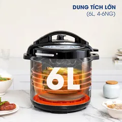 Nồi Áp Suất Điện Đa Năng Kalite KL-636 - 5 Trong 1, 10 Chế Độ Nấu Ưu Việt, Dung Tích 6L, Tiết Kiệm Thời Gian và Năng Lượng