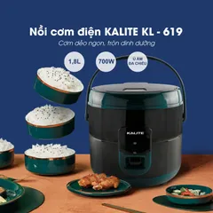 Nồi Cơm Điện Kalite KL-619 1.8L Có Quai Xách - Nấu Chín Đều, Giữ Nhiệt Lâu, Công Suất 700W, Thiết Kế Hiện Đại, Tiện Dụng, Bảo Hành 12 Tháng