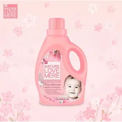 Nước Giặt Quần Áo Trẻ Em Nature Love Mere Hương Hoa Anh Đào 1.8L - Làm Sạch, Mềm Mại, An Toàn Cho Da trẻ Mềm mại, Không Gây Kích Ứng