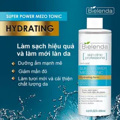 Nước Hoa Hồng Bielenda Super Power Mezo Tonic Xanh Dương 200ml - Dưỡng Ẩm, Làm Sạch Da Mịn Mướt Cho Mọi Loại Da