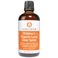 Siro Hỗ Trợ Đẩy Đờm Kiwiherb Dành Cho Trẻ Em - Organic Lung Clear Syrup, Giúp Sạch Đờm, Khỏe Phổi, Hương Vị Dâu Tây Nguyên Chất