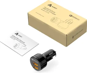 Tẩu Sạc Nhanh Ô Tô AUKEY CC-T8 3A QC 3.0 - 2 Cổng USB A Thích Hợp Cho Điện Thoại và Máy Tính Bảng
