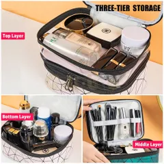 Túi Đựng Mỹ Phẩm Du Lịch 2 Tầng Da PU Sang Trọng Chống Thấm Nước - Tiện Lợi, Đẹp Mắt Cho Hội Nàng Thích Du Lịch