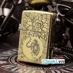 Bật Lửa Zippo 12 Con Giáp Năm Dần - Hổ, Đồng Thau Nguyên Khối, Họa Tiết Khắc 5 Mặt, Quà Tặng Sang Trọng Cho Fan Hổ