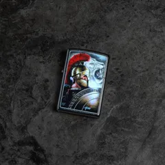 Bật lửa Zippo 49095 Mazzi Spartan and Lion - Họa Tiết Chiến Binh và Sư Tử Nền Street Chrome, Đẳng Cấp và Bền Bỉ