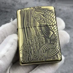 Bật lửa Zippo Antique Noborigoi ZA-4-6A - Bật Lửa Chống Gió Sang Trọng Với Họa Tiết Khắc Hình Cá Cao Cấp, Thích Hợp Làm Quà Tặng