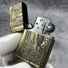 Bật lửa Zippo Antique Noborigoi ZA-4-6A - Bật Lửa Chống Gió Sang Trọng Với Họa Tiết Khắc Hình Cá Cao Cấp, Thích Hợp Làm Quà Tặng