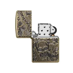 Bật Lửa Zippo Armor Freedom Skull Antique Brass 49035 - Họa Tiết Skull Khắc Sắc Nét, Chất Liệu Đồng Thau Nguyên Khối, Quà Tặng Thú Vị