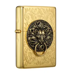 Bật lửa Zippo Lion Guard Gold ZA-1-35A Màu Vàng Sang Trọng - Họa Tiết Đầu Sư Tử Quyền Uy, Bền Bỉ, Dễ Dàng Sử Dụng