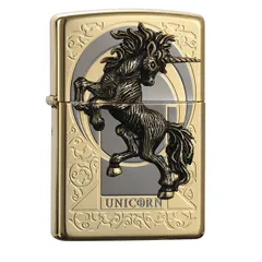 Bật Lửa Zippo ZA-1-32A Unicorn Gold - Bật Lửa Cao Cấp Hình Ngựa Unicorn Mạ Vàng, Món Quà Độc Đáo Cho Fan Fandom