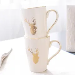 Bộ Cốc Đánh Răng Gốm Sứ Hình Hươu - Bộ Đồ Trang Trí Phòng Tắm Sang Trọng, Thiết Kế Tinh Xảo, 4 Món Họa Tiết Độc Đáo