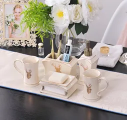Bộ đồ dùng nhà tắm gốm sứ hình hươu tinh tế - Bộ sản phẩm đa năng tạo điểm nhấn cho không gian phòng tắm của bạn