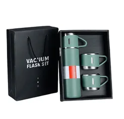 Bộ quà tặng bình giữ nhiệt cao cấp 500ml kèm 2 cốc inox có quai - Giữ nóng lạnh lâu, quà tặng ý nghĩa cho bạn bè, người thân