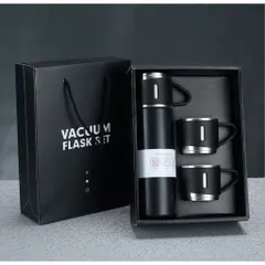 Bộ quà tặng bình giữ nhiệt cao cấp 500ml kèm 2 cốc inox có quai - Giữ nóng lạnh lâu, quà tặng ý nghĩa cho bạn bè, người thân