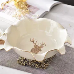Đĩa Đựng Hoa Quả Gốm Sứ Hình Hươu Cao Cấp - Trang Trí Nhà Cửa Sang Trọng, Điểm Nhấn Gợi Ý Quà Tặng Thú Vị