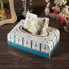 Hộp Đựng Giấy Ăn Họa Tiết Thổ Cẩm Bằng Sứ Cao Cấp - Trang Trí Sang Trọng Cho Phòng Khách Và Bàn Ăn