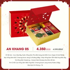 Hộp Quà Tết Cao Cấp An Khang 05 - Hồng Sâm và Yến Tự Nhiên - Quà Tặng Sức Khỏe Sang Trọng, Dinh Dưỡng Cao