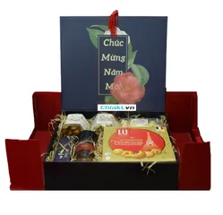 Hộp Quà Tết Sang Trọng Happybox Cát Tường Như Ý HPH054 - Gói Lộc Xuân Chất Lượng Cao với Chocolate, Cà Phê, và Mứt Ngon